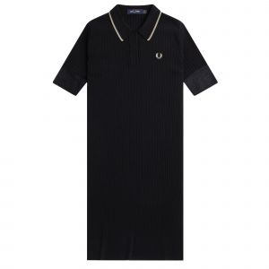 Fred Perry Dress Womens Black Sheer Trim Knitted Dress