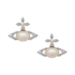 Vivienne Westwood Earrings Womens Platinum/White CZ/Pearl Ada Earrings