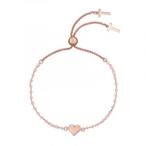Womens Rose Gold/Pale Pink Sarsa Sparkle Heart Bracelet