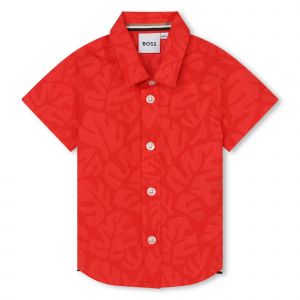 BOSS Shirt Toddler Bright Red Palm Print S/s Shirt