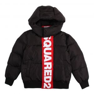 Boys Black Branded Front Padded Jacket