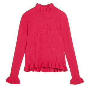 Ted Baker Jumper Womens Bright Pink Pipalee Frill Detail Knit