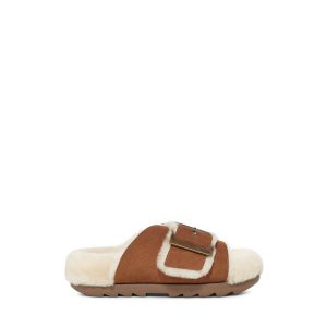 Womens Chestnut Suede Outslide Buckle Sandals
