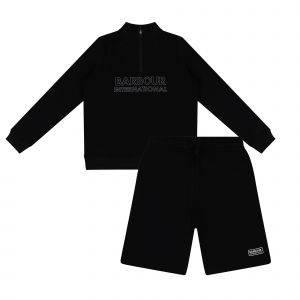 Barbour International Sweats Set Boys Black Trick 1/2 Zip Sweat + Shorts
