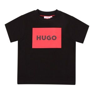 HUGO T Shirt Kids Black Large Patch S/s