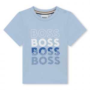 BOSS T Shirt Toddler Pale Blue Faded Multi Logo S/s T Shirt