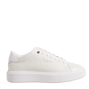 Ted Baker Trainers Womens White Artimi Croc Embossed Trainers 