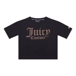 Juicy Couture T Shirt Girls Black Luxe Diamante Boxy S/s